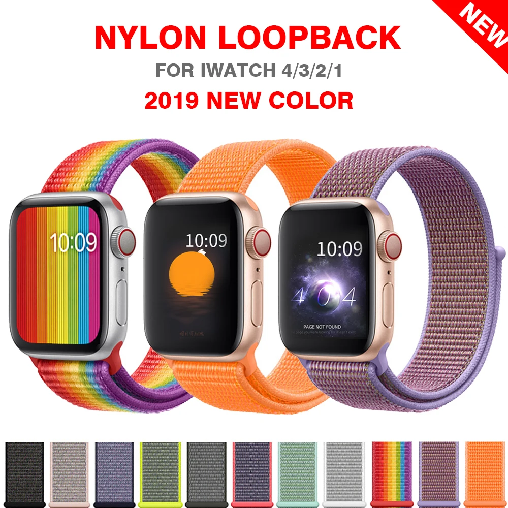 

Band For Apple watch series 4/3/2/1 38MM 42MM nylon breathable soft Watchband sports Loop strap iwatch series 5 40MM 44MM