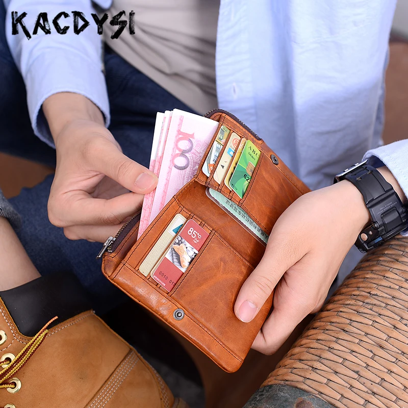 Ретро роскошный маленький мужской кошелек Настоящее портмоне из телячьей кожи мужской классический короткий кожаный кошелек Карманный с отделениями для карт держатель
