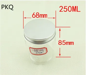 

250ml 68*85mm Plastic PET Jars With Aluminum Lid Blue Color Empty Cosmetic Sample Jar food Storage Bottles With Lid