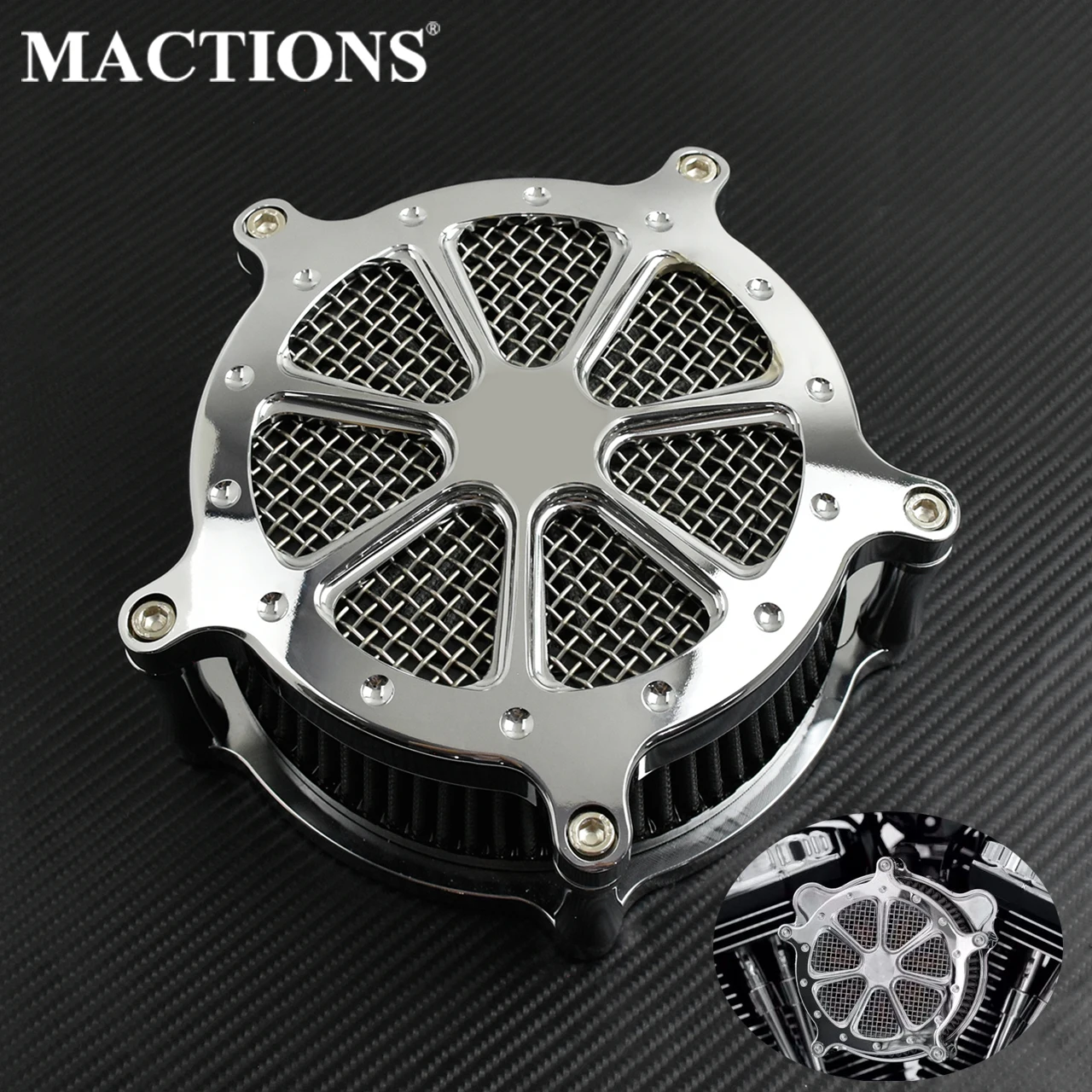 Filtre-air-chrom-pour-moto-kit-de-filtre-d-admission-gris-Harley