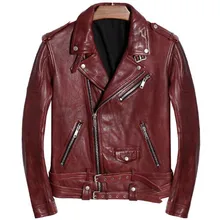 Мужские куртки и пальто из натуральной кожи с ремнями, зимние мотоциклетные куртки из овчины, одноцветные, красного цвета,, роскошные брендовые ветровки