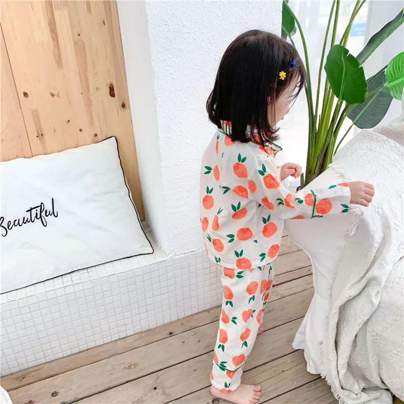 Г. детский пижамный комплект, кружевное ночное белье для маленьких девочек хлопковая одежда для отдыха с длинными рукавами детские пижамы комплект одежды для девочек от 2 до 8 лет