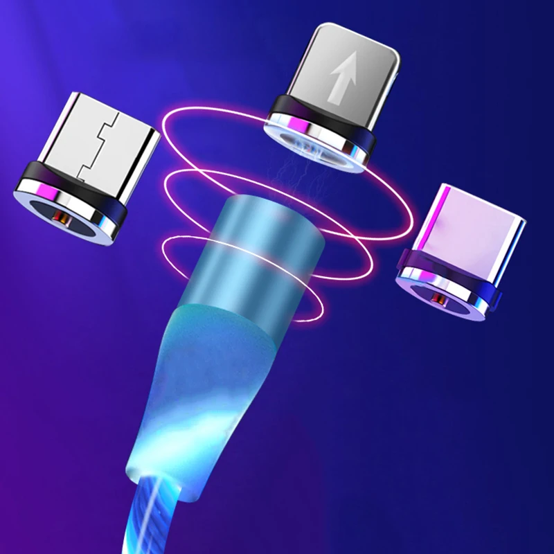 Светильник светодиодный 3 А магнитный кабель Micro USB Type C передачи данных для