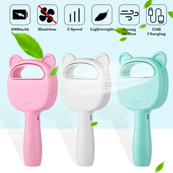 

Portable Mini Outdoor 2000mAh USB Rechargeable Bladeless Fan Handheld Cooler Cooling Fan Home Office Outdoor Cute Electric Fan