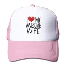 Бейсбольная Кепка унисекс с сеткой «I Love My Awesome Wife», Регулируемая Кепка В Стиле Дальнобойщика розового цвета