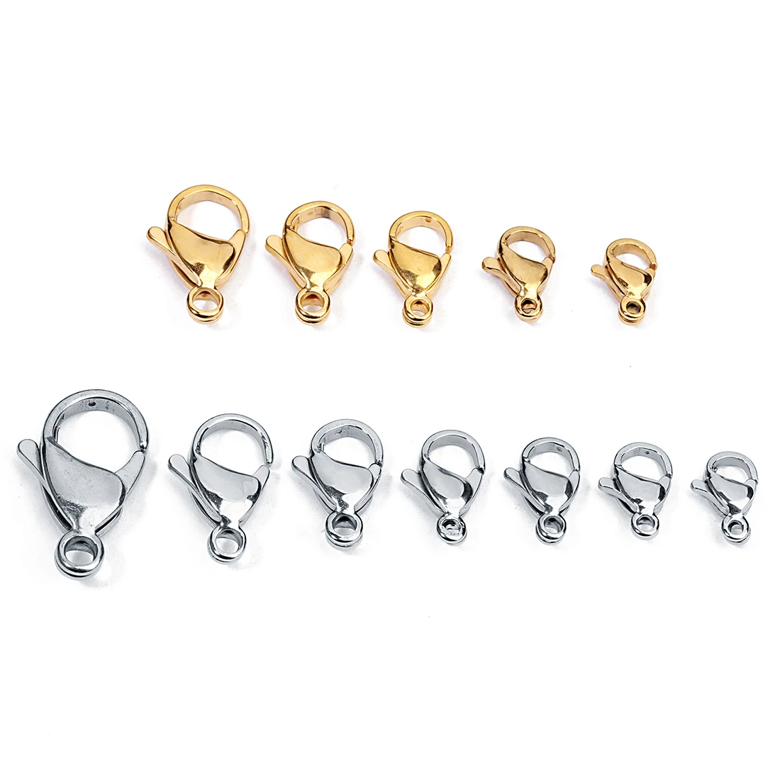 25pcs Stainless Steel Lobster Clasps Hooks Rose Gold Color 9/11/3mm End Clasps Connectors For Necklace Bracelet Jewelry Making