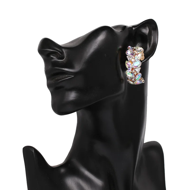 

Women Crystal C-shaped Stud Earrings AM0820