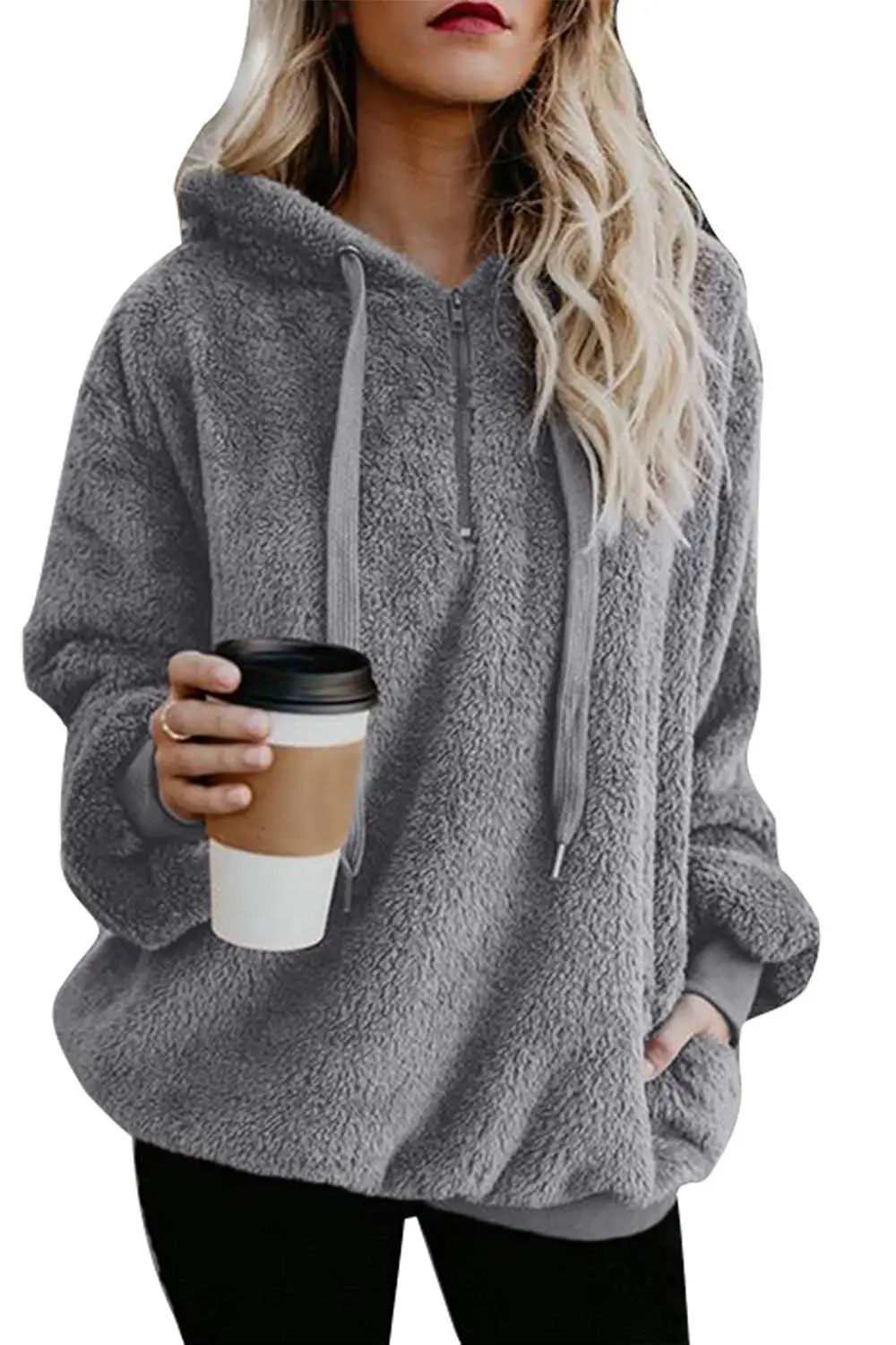 Уникальный натуральный женский s шерпа свитер корейский пуловер пушистый флис верхняя одежда пуловер женская уличная одежда весенние топы - Цвет: Grey