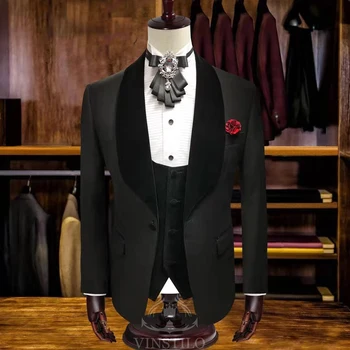 

XZ46 Real Picture 3 Pieces Wedding Suits For Mens Custom Made Tuxedo Groom Blazer Terno Masculino Slim Fit Trajes Para Hombre