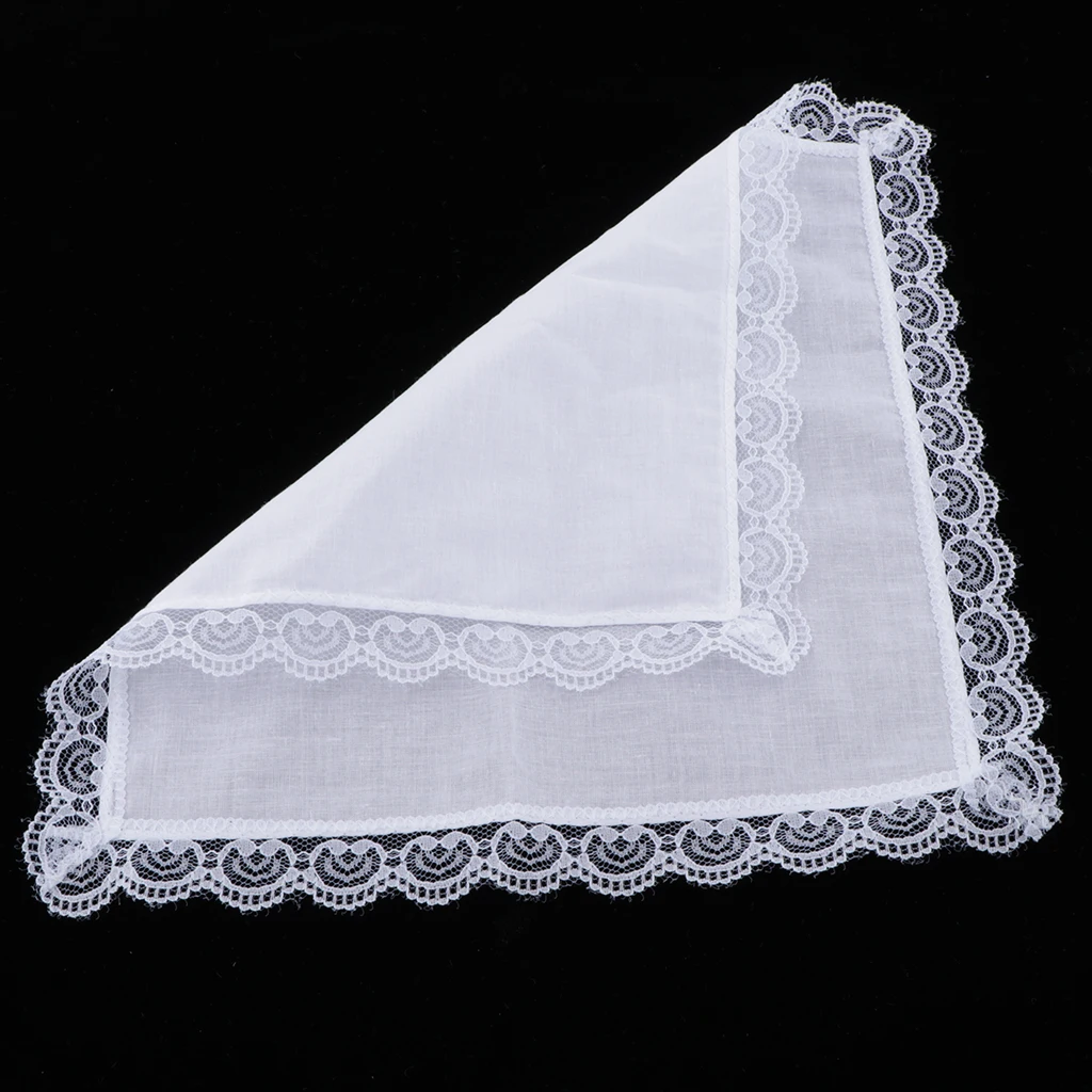 5pcs Lady Cotton Lace Handkerchiefs Lace Trim White Hanky Kerchief pocket square носовые платки zakdoeken blank Handkerchief