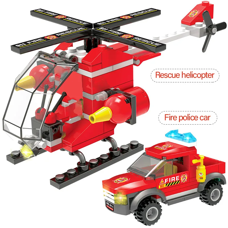 Пожарные строительные блоки, модель, совместимая с городским пожарным автомобилем, кирпичи, полицейские игрушки для мальчиков и детей