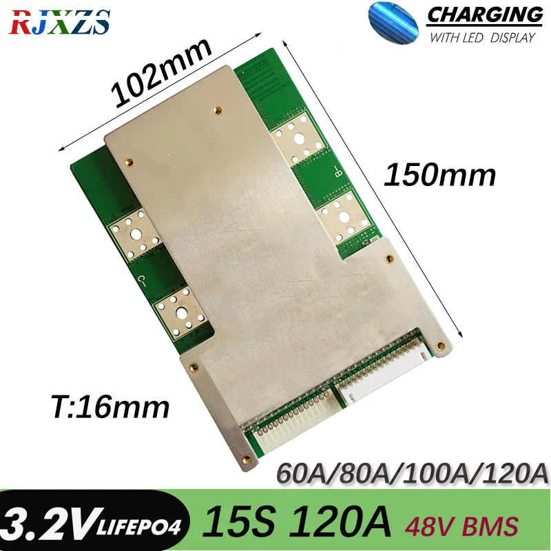 

15S 120A 54V Version S LiFePO4 BMS/PCM/PCB battery protection board for 15 Packs 18650 LiFePO4 Battery Cell w/ Balance