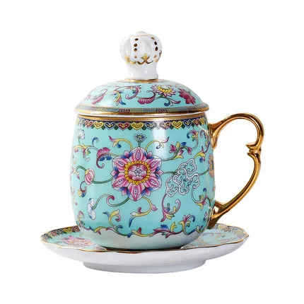

Эмалированная керамическая кружка Jingdezhen из стерлингового серебра 999 пробы, Посеребренная кружка с крышкой, большая емкость для дома и офиса, чашка, посуда для напитков