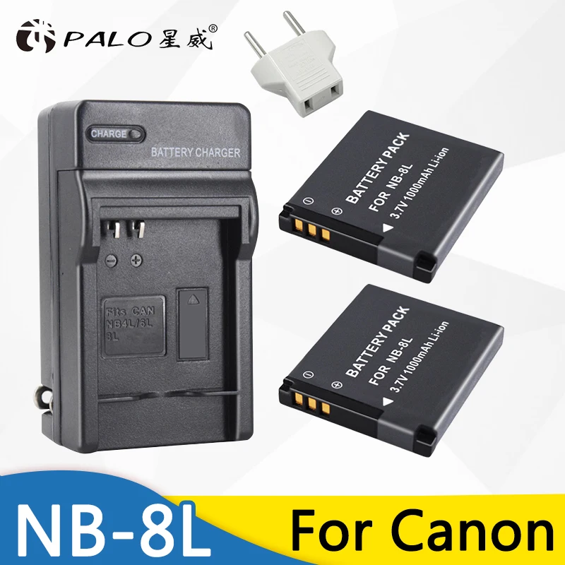 

2pcs 1000mah NB-8L NB 8L NB8L Li-ion Digital Camera Battery + Charger For Canon PowerShot A3300 A3200 A3100 A3000 A2200 A1200 IS