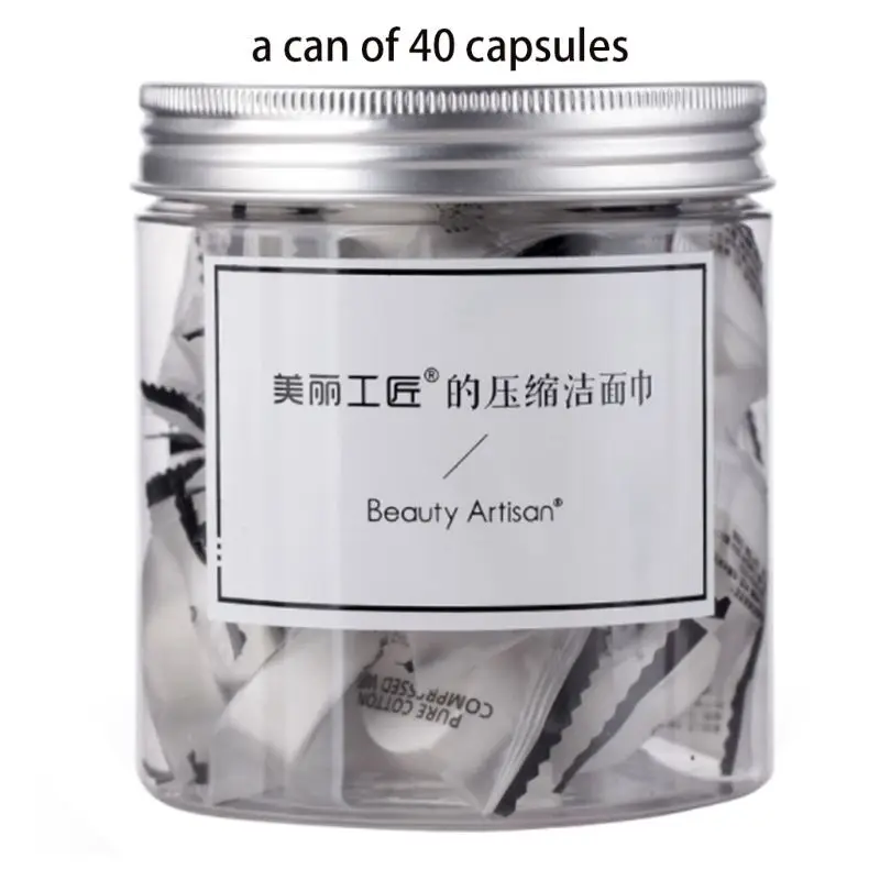 40Pcs/Box Travel Portable Non-Woven Compressed Towel Disposable Outdoor Cloth Wipes Tablet Capsules Paper Tissue Beauty Tool