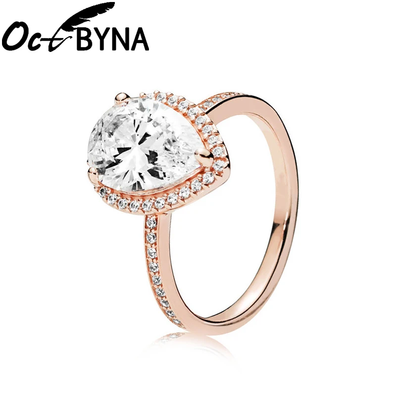 Octbyna классический кристалл бренд кольцо для женщин Циркон высокого качества бант-узел Корона талисманы Свадебное обручальное кольцо Ювелирные изделия Подарки
