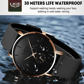 

2019 LIGE New Fashion Simple Waterproof Quartz Wrist Watch Men Casual Silicone Strap Sport clock Mens Watches Top Brand Luxury
