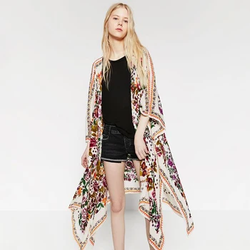 

2019 New Summer Autumn Women's Vintage Floral Loose Shawl Kimono Cardigan Boho Chiffon Tops Jacket Blouse
