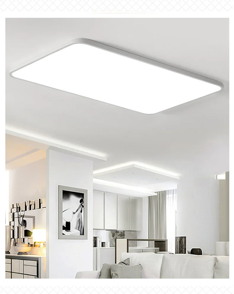 Northern European-Style Ultra-Thin LED Ceiling Lamp Living Room Lights Minimalist Modern Entrance Square Black And White Lamp Wa