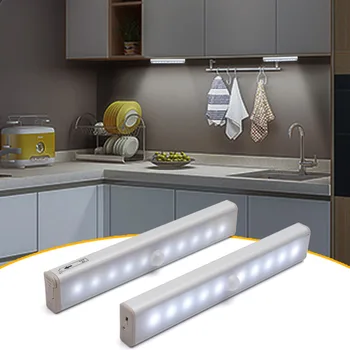 

PIR Motion Sensor LED Under Cabinet Light Auto On/Off 6/10 LEDs 98/190mm For Kitchen Bedroom Closet Wardrobe Night Lights