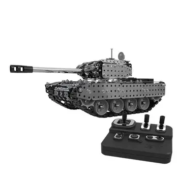 

Wecute 952PCS 2.4G RC Military Tank DIY Assembly set Stainless Steel Remote Control Model Toy Birthday Gift Toy for Boy