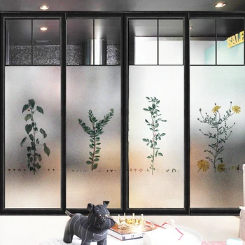 

Nordic plant Static Cling Stained Glass Window Film Frosted Privacy Glass Sticker Home Decor Shower Door Film No Glue