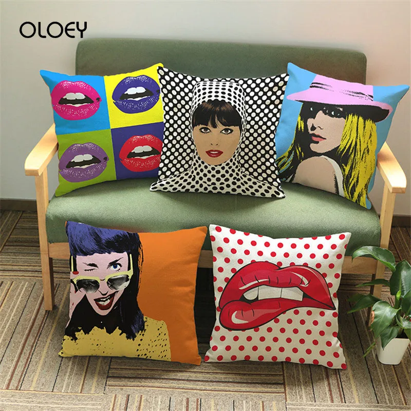 Pop Art Pillowcase Decorative Beauty Lipstick Chair Seat Square Car Home Life Textile Soft and Comfortable | Дом и сад