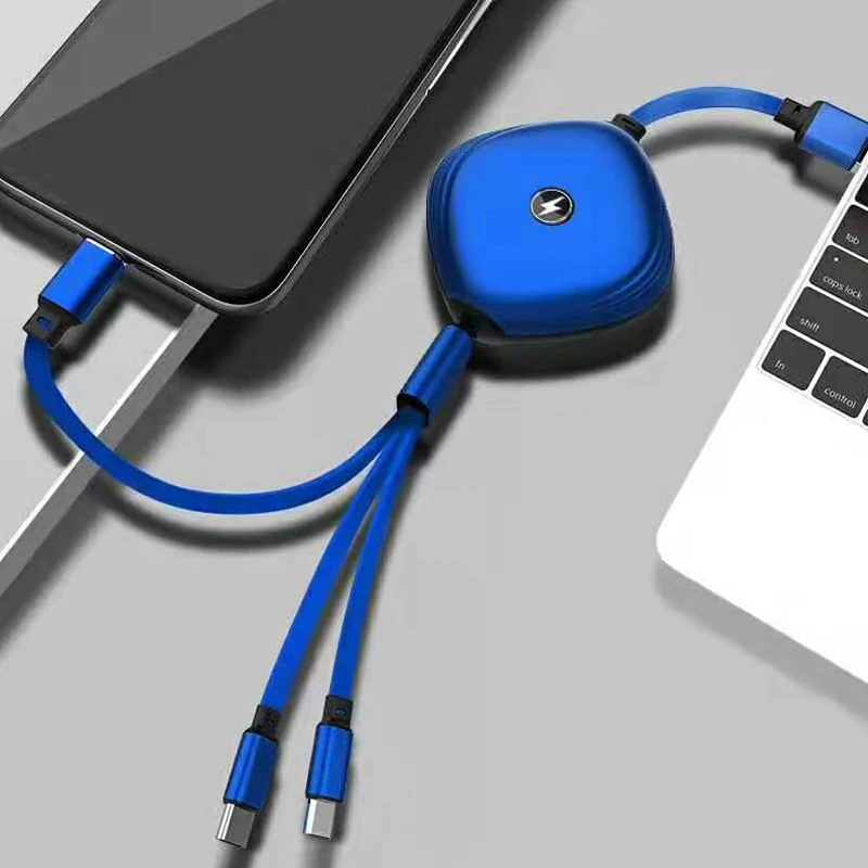 3 в 1 USB Выдвижной кабель для быстрой зарядки 3A Быстрая зарядка Micro usb type C для iPhone samsung Xiaomi huawei телефонный шнур