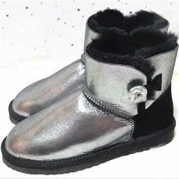 

2019 Best Women Boots Snow Boots Genuine Sheepskin Leather Fashion Ankle Boots 100% Natural Fur Warm Wool Winter Boots Shoes