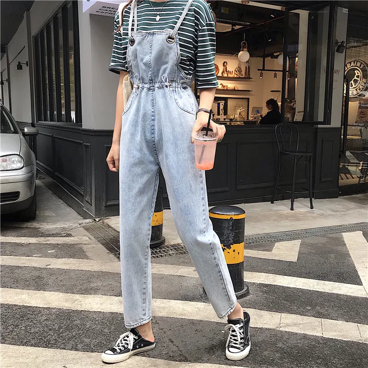 Women Jumpsuit All Match Casual Loose Korean Style Harajuku Womens New Fashion Pockets Females Novelty Jumpsuits Streetwear