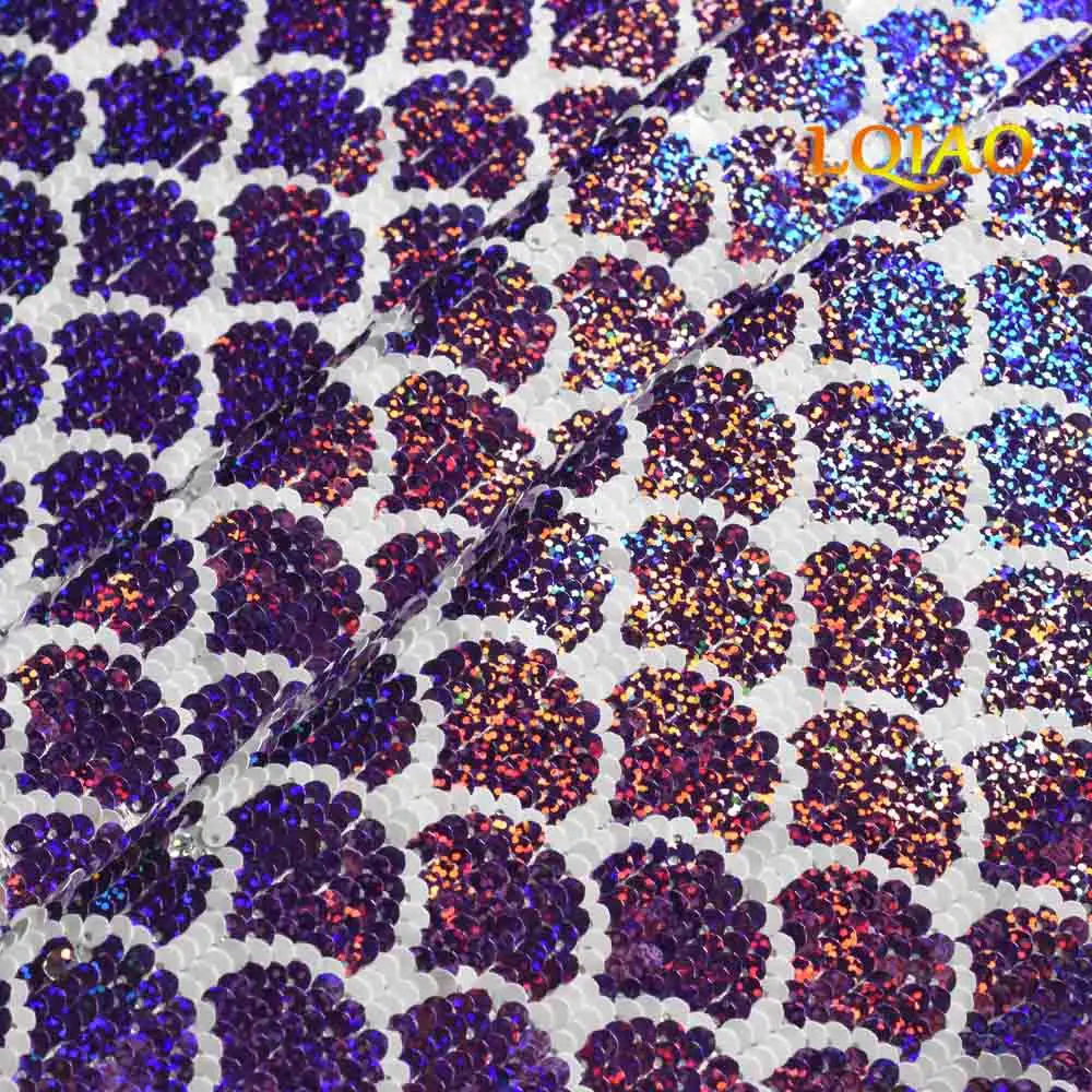 Laser Purple Laser Silver Mermaid Sequin Fabric 006
