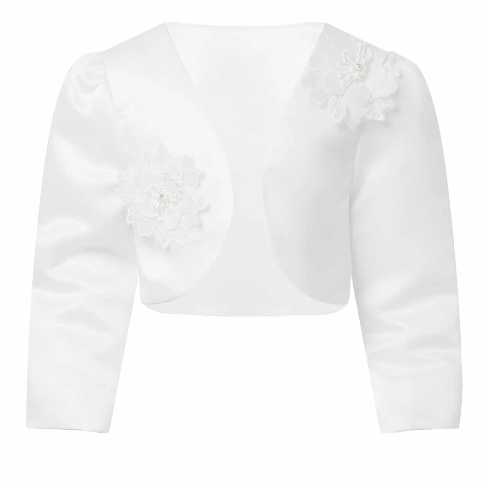 Freebily Kids Little Girls Short Sleeves Satin Bolero Shrug Jacket Coat Wedding Party Princess Shrug Accessories