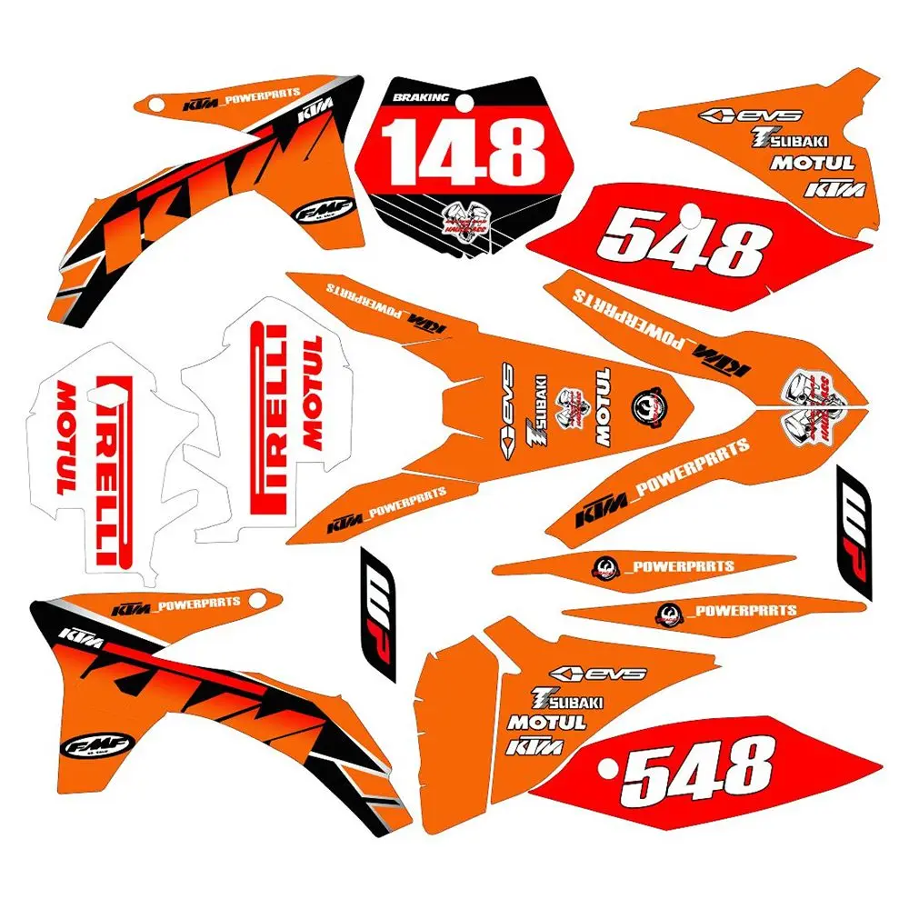 

New Full Graphics Decals Stickers Custom Number Name 3M Bright Matte Waterproof For KTM SX SXf 125 150 250 350 450 2011-2012