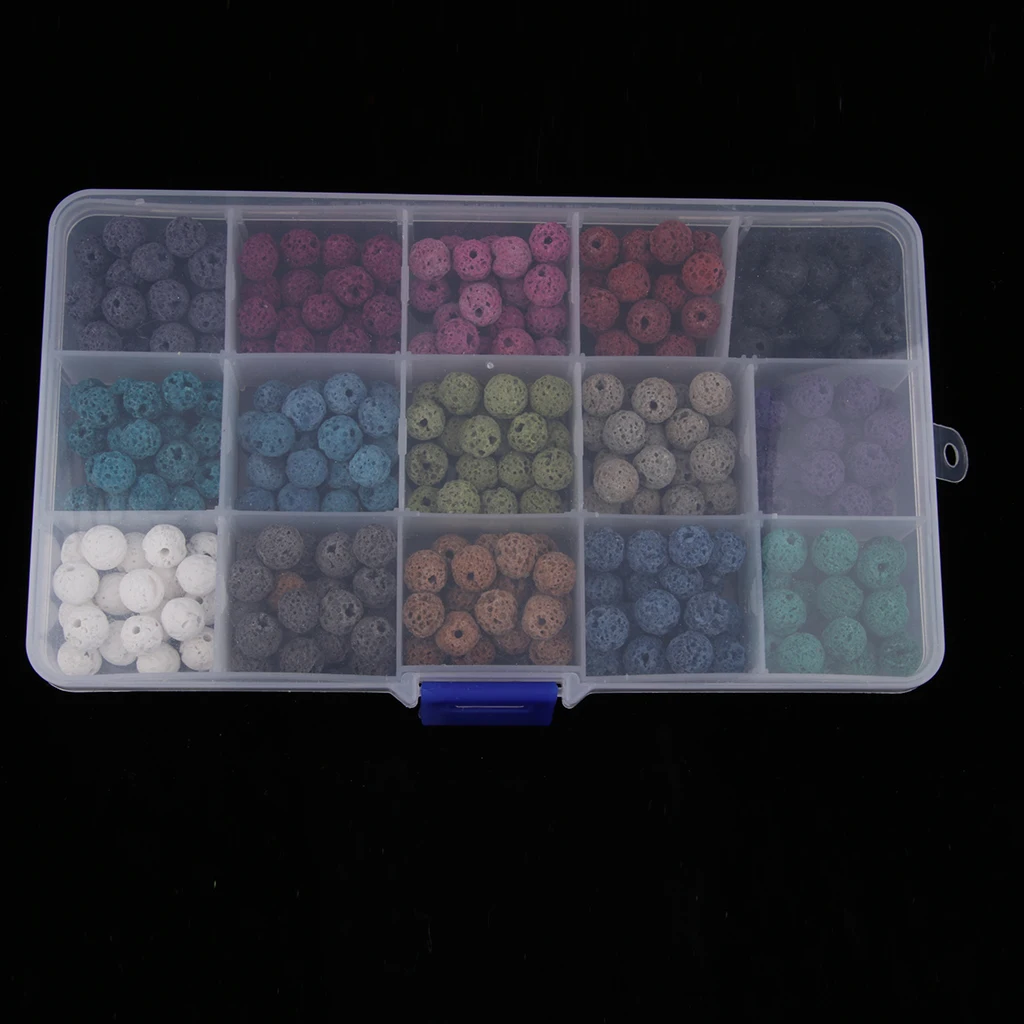 15 Mixed Color Lava Beads 8mm Round Gemstone Loose Spacer Beads for Bracelets(300Pcs, 8mm