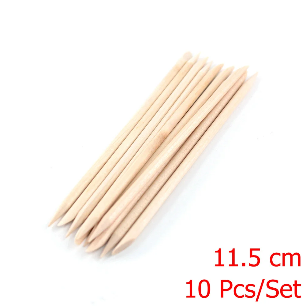 10/30/50 Pcs Orange Wood Sticks For Cuticle Pusher Nail Art Cuticle Remove Tool Double-end For Nails Manicure Pedicure Tools - Color: 11.5cm 10pcs