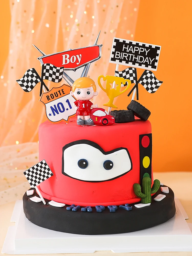 DIY Топпер для торта гоночного мальчика ребенка на день рождения инструменты
