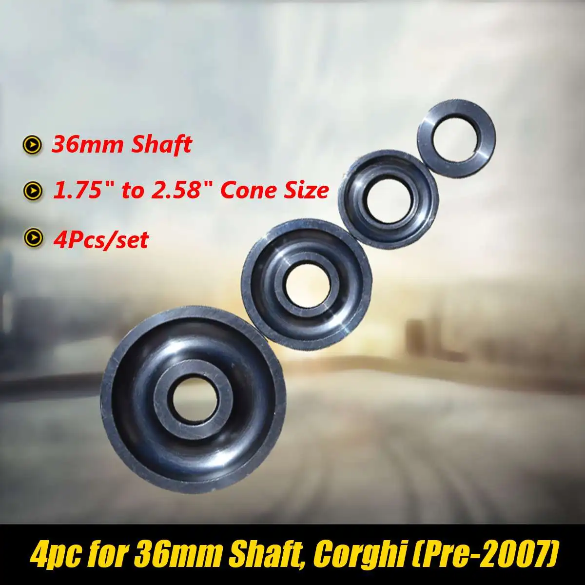 

4pcs/set 36mm Univeral Wheel Balancer Standard Taper Cone For Wheel Balancer Adaptor Cone Taper Cone Shaft Carbon steel