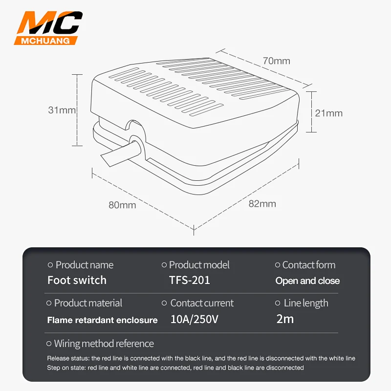 MChuang  3C authentication TFS-201 high quality foot switch