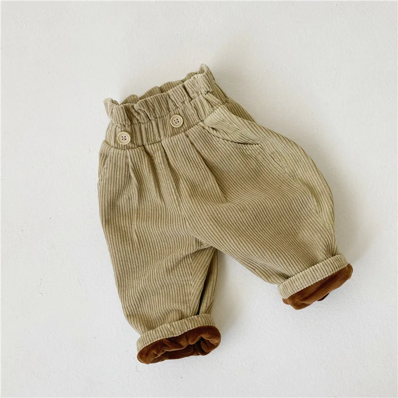 MILANCEL детские штаны вельветовые штаны с мехом для мальчиков длинные штаны на кнопки для девочек, лучшие детские штаны