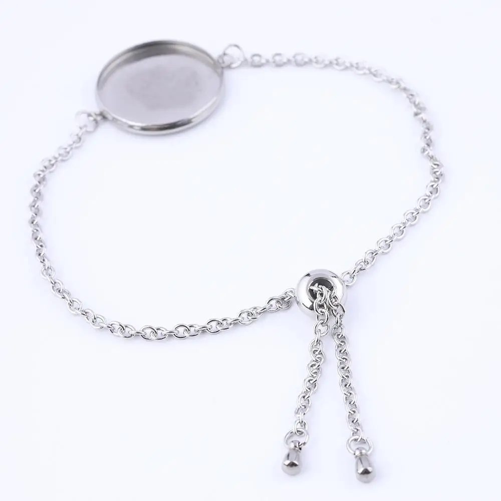 5 шт. 20 мм браслет из кабошона база заготовки стальная Регулируемая цепь браслеты ободок лотки Diy аксессуары