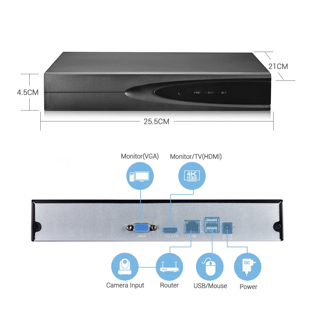 Фото Сетевой видеорегистратор HAMROL H.265 ONVIF CCTV NVR, 16 каналов, 5 Мп/9 каналов, 4K, сетевой видеорегистратор с функцией обнаружения лица, Xmeye, облако Max, видеовыход 4K, удаленный доступ №2