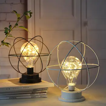 

Modern Romantic Wrought Iron LED Desk Lamp Geometric Shape Bedside Night Light Pendulum Modeling Light New year Decor