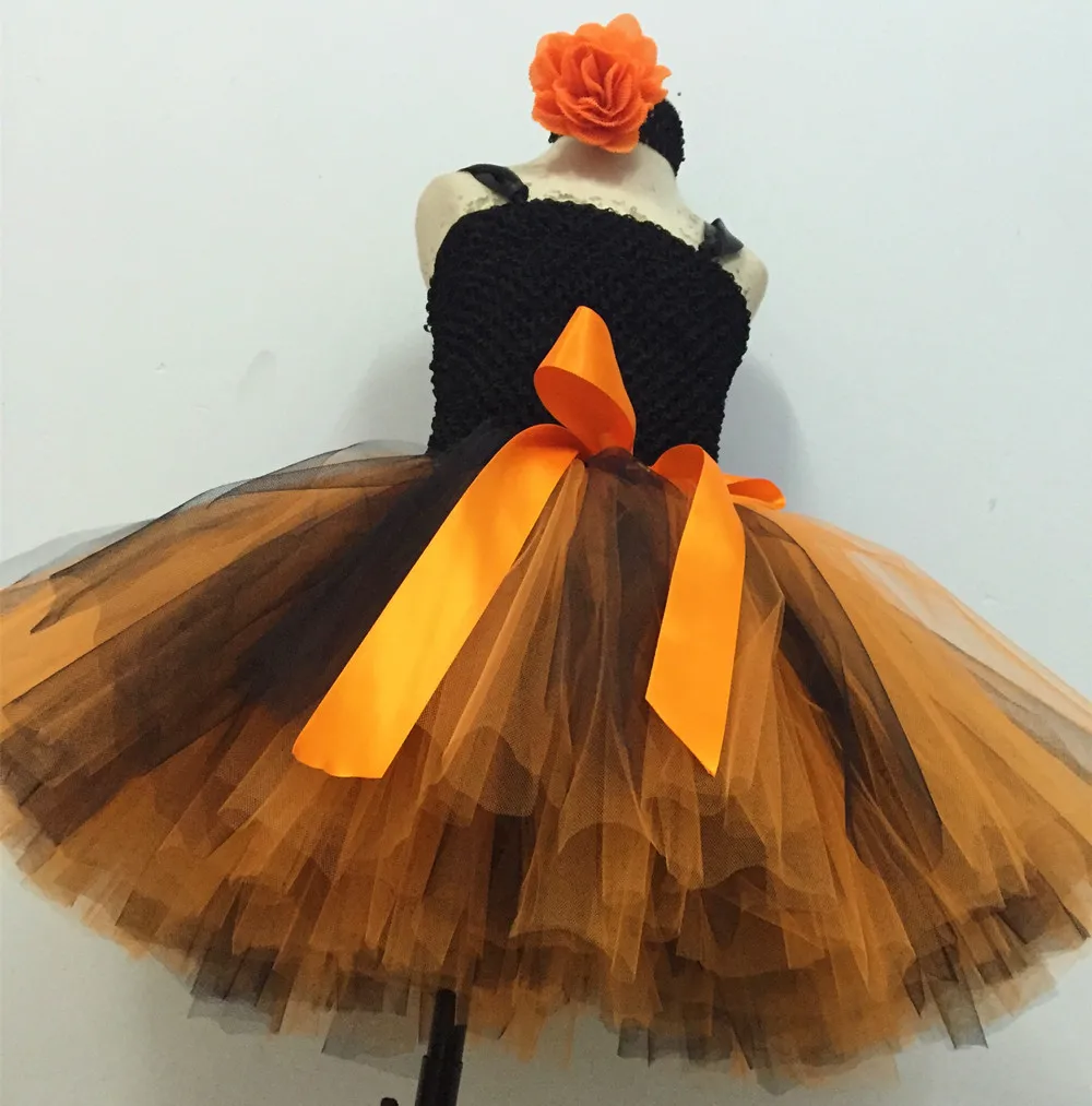 Черно-оранжевое платье-пачка с тыквой на День Благодарения для девочек, шляпа с изображением крыльев Ангела, костюм для костюмированной вечеринки на Хэллоуин Детский костюм для латиноамериканских танцев полный наряд
