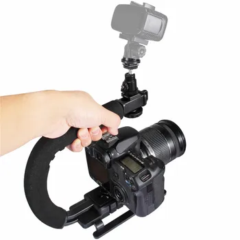 

U/C Shape Portable Handheld DV Bracket Stabilizer Kit with Cold Shoe Tripod Head Phone Clamp Quick Release Buckle Long Screw