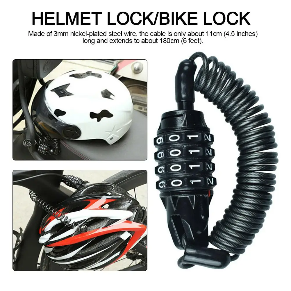 Motorcycle Helmet Lock With Steel Wire Cable Tough Combination PIN Lock  Carabiner Fix For Motorcycle Bicycle Electric Vehicles - AliExpress, image size:1001x1001