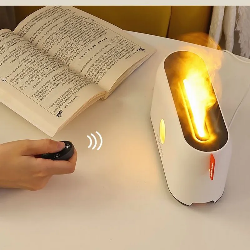 USB Flamme Aromatherapie Atmosphäre Tisch Lampe Schlafzimmer Wohnzimmer Auto Luftbefeuchter Drei-geschwindigkeit Fernbedienung Timing Nacht Licht_voghion.com