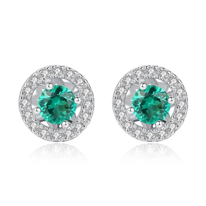 

Popular authentic 100% 925 sterling silver women's earrings fashion OL round inlaid zircon color boutique jewelry wedding 2019