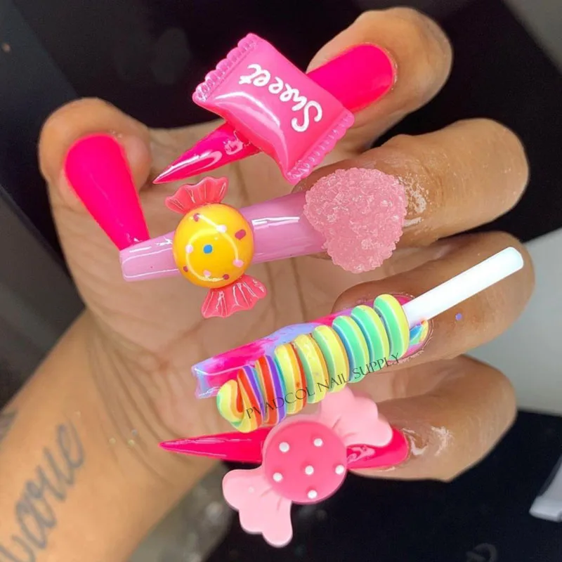 Adornos de uñas en 3D de resina mixta, adornos de uñas de caramelo Kawaii  para uñas acrílicas, puntas de diamantes de imitación, herramienta de  decoración de manicura - AliExpress Belleza y salud