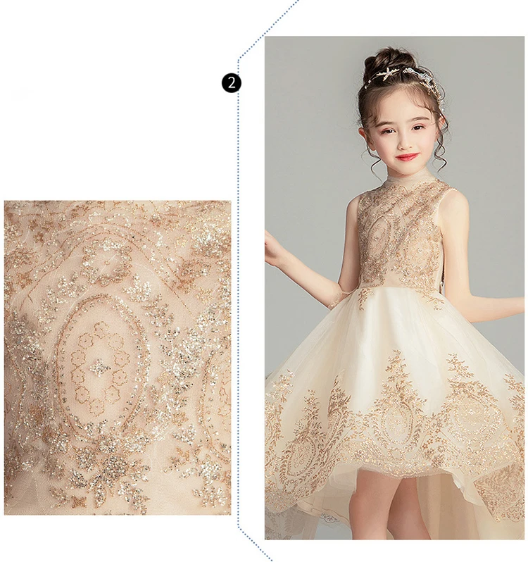 Детское Модное Длинное Платье с цветочной вышивкой для дня рождения и От 3 до 14 лет девочек на свадьбу