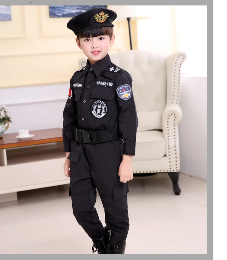 Карнавальные полицейские костюмы для мальчиков детская вечерняя косплей одежда на Хэллоуин Детская специальная полицейская форма для детей
